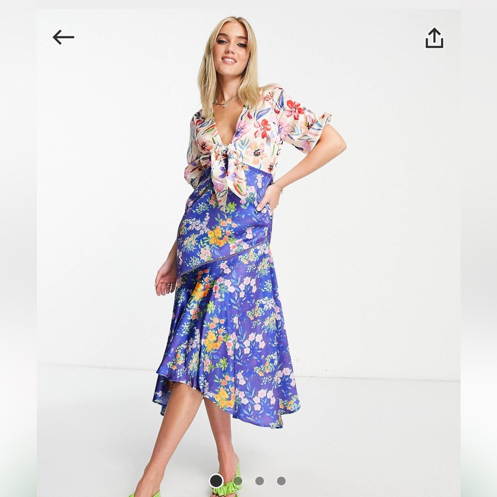 Hope & ivy Tie Front Midi Dress